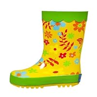 RanyZany Fancy Flower Boot, 2 Yellow and Green