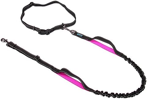 Max and Neo Hands Free Running Dog Leash. Dual Handle Bungee Reflective - We Donate a Leash to a Dog Rescue for Every Leash Sold (PINK)