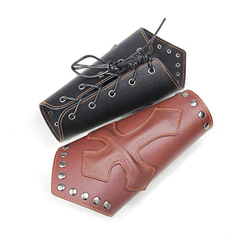 VolksRose Leather Archery Arm Guard, Adjustable Hunting Shooting Arm Guard, Bracers Leather Arm Armor Guard Medieval Rivet Style Armor Costume Traditional Archery Protective Gear, 1 Piece #19 - Thumbnail 5