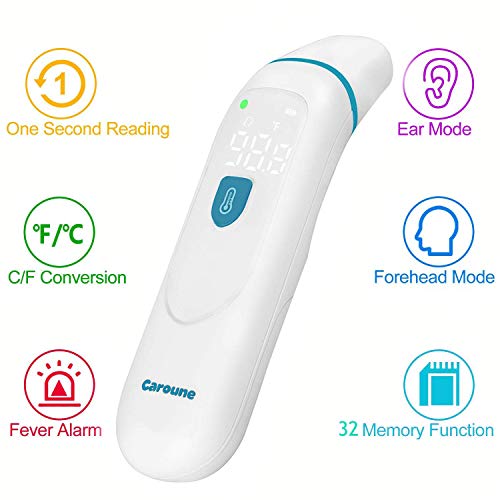 Caroune Ear and Forehead Thermometer, Medical Digital Infrared Temporal Thermometer for Fever, Insta - //coolthings.us