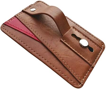 ATHLYFUN Stick On Card Holder for Back of Phone iPhone Android Ultra-Thin Design Leather Phone Case Wallet for All Cell Phones Adhesive Card Pocket for Credit Cards and Money (Brown)