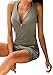 YOMISOY Womens Sexy Tank Rompers Summer Sleeveless Zipper V Neck Short Jumpsuits with Pockets