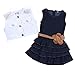 Cute Baby Girl Kids Outfit Clothes Clothing Solid Coat + Denim A-line Dress 2 Pcs Set (120(advice4-5years), Blue)