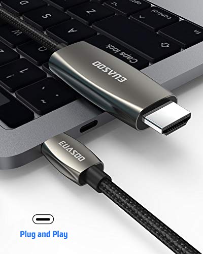 USB C to HDMI Cable(4K@60Hz), EUASOO USB Type-C to HDMI Adapter [Thunderbolt 3 Compatible] for MacBook Pro 2019/2018/2017, MacBook Air/iPad Pro 2019/2018, Surface Book 2, Samsung S10, and More (6ft)