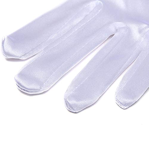 Xuhan Short Banquet Opera Satin Gloves for Women Wrist Length (White)