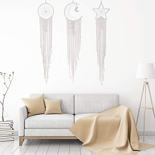 Jetec 3 Piece Dream Catcher Set - Sun Moon Star Handmade Wall Hanging Decor Pastel Colors - View #9
