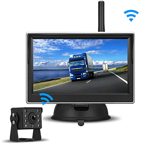 Digital Wireless Backup Camera High-Speed Observation System for RVs/Cars/Trailers/Trucks/Motorhomes with 5'' Monitor Rear/Side/Front View Continous/Reversing Use Guide Lines ON/Off IP69K Waterproof