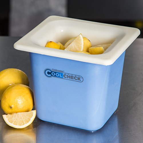 Carlisle CM1104C1402 Coldmaster CoolCheck 6" Deep Sixth-Size Insulated Cold Food Pan, 1.6 Quart, Color Changing, White/Blue