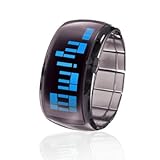 Bracelet Design Futuristic Blue LED Wrist Watch - Black