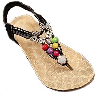 Koly Women Summer Bohemia Sweet Beaded Sandals Flip Flop Sandals Beach Shoes
