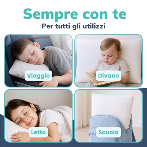 BabyTools Children's Cot Cushion with Cover 100% Breathable Cotton, Anti-Dust Mite Pillow for Cot, Cot and Kindergarten Pillow Children from 2 to 4 Years Oeko-Tex Certified 100% Made in Italy
