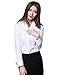 TRURENDI Women's Long Sleeve V-Neck Pleated Bodysuit Blouse Top Classic Shirt