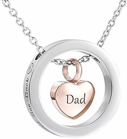 Dad in My Heart Urn Necklace-I Love You to The Moon and Sun Back Keepsake Cremation Jewelry for Ash