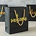 Crisky Welcome Black Gold Gift Bags for Wedding Hotel Guests, Birthday, Baby Shower, Party Favors, Set of 25