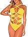 Meilidress Womens Sexy One Piece Bandage High Waisted Swimsuits Padded Bikini Beach Swimwear Yellow
