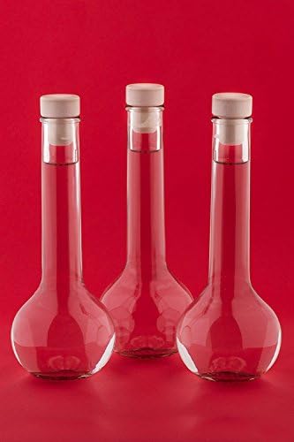 slkfactory 200 ml Glass Bottles TUL-HGK Pack of 6, 12 or 24 Liquor Bottles with Cork Stoppers Brandy Bottle Vinegar Bottle Oil Bottle Juice Bottle To Fill Yourself no. 200ML