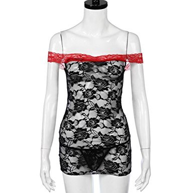 latanaumida-Scollo-a-Barca-Perizoma-e-Manette-Hard-Merletto-Rosso-Devil-Sexy-Body-Modello-Collezione-Feeling-Good-Lingerie-Sexy-Camicia-da-Notte-Baby-Doll