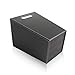 KINGFOM Classic Pu Leather Trash Can Wastebasket, Garbage Container Bin with Handles for Bathrooms, Powder Rooms, Kitchens, Home, Office and and High Class Hotel Square Black