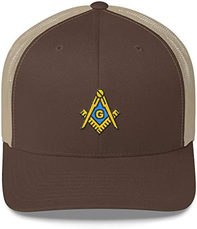 Vinson MFG Masonic Hat, Freemason Square & Compass Embroidered Trucker Mesh Snapback