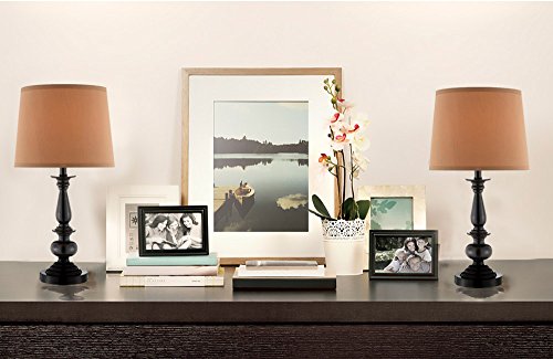 Catalina Lighting Catalina Jefferson Set 18842-002 2-Pack 22-Inch Oil Rubbed Bronze Metal Trophy Table Lamps with Coffee Silken Shades, Without Bulb, Brown Discontinued