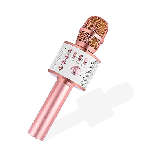 ZUZU Wireless Microphone Karaoke, Karaoke Microphone Bluetooth, Karaoke Microphones with Speaker for Home KTV Outdoor Picnic Family Party Music,for iOS & Android Smartphone,Pink