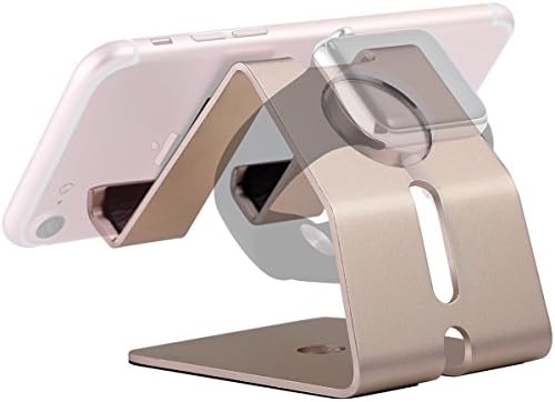 UniqueKay 2 in 1 iPhone Stand,Apple Wacth Charging Stand Aluminium Phone Dock for Smartphone and Tablets (Champagne Gold)