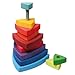 Grimm's Large Wooden Triangular Conical Tower (Wankel), 11-Piece Rainbow Colored Stacker, Made in Germany