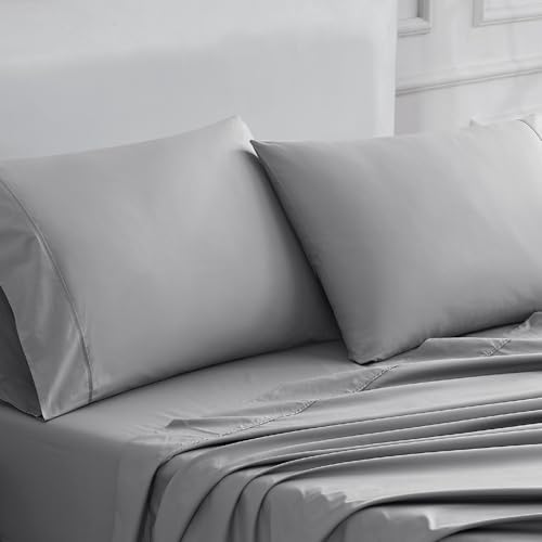Linen Closet 100% Cotton King Size Pillow Cases Set of 2, Dark Gray, 400 Thread…
