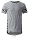 URBANCREWS Mens Hipster Hip Hop Fashion Longline Crewneck T-shirt HGRAYBLK, XL