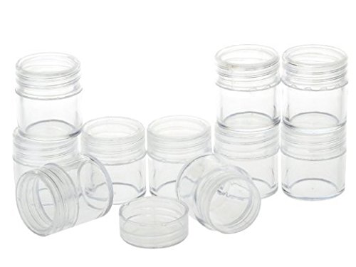 Healthcom New, Empty, Clear, 10 Gram Plastic Pot Jars, Cosmetic Containers for Eyshadow Makeup Nail Powder(50 Pcs)
