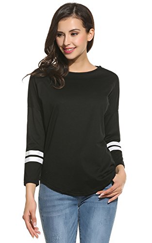 POGTMM Women's 3/4 Sleeve Slim Fit Baseball Jersey Raglan T-Shirt (XL, Black)