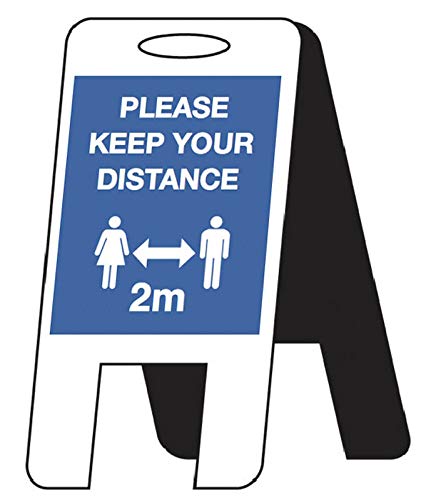 Please keep your distance (self standing fluted polypropylene folding sign)