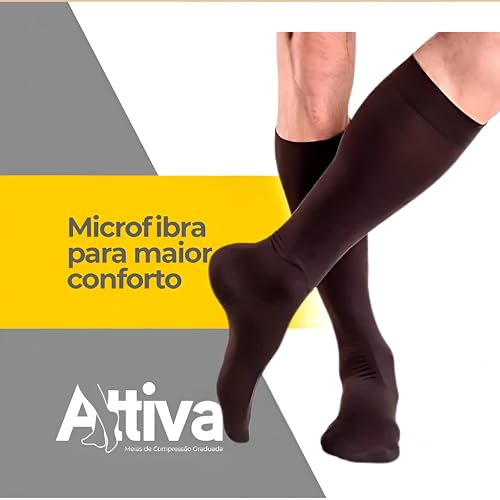 Meia de Compressão Masculina Meia 3/4 Panturilha Alta Compressão 20 30 MARROM ATTIVA