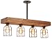 Barrister & Joiner Rustic Decor Triple Wood Beam Chandelier - Rustic Lighting for Kitchen Island, Dining Room, Bar, Industrial, and Billiard Table - Wooden Vintage Light with Edison Cages