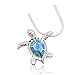 Telitxy on Sales promotion Jewelry real 925 Sterling Silver Created Blue Opal Sea Turtle Pendant Necklace 18