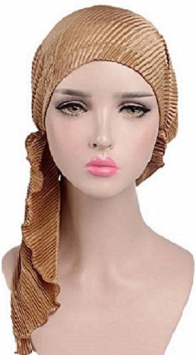gtopfashion Chemo hat Headscarf Soft Ruffle Women Turban Pretied Tichel Bandana