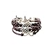 Handmade Leather Bracelet Vintage Infinity Life Tree Flying Birds Charm Bangle Brown