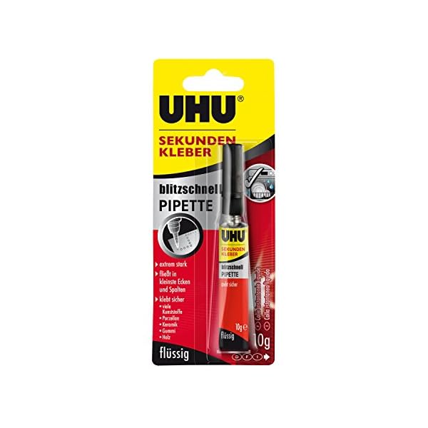 UHU Sekundenkleber blitzschnell Pipette Control, Extrem starker, flüssiger Sekundenkleber in innovativer Dosier-Pipette…