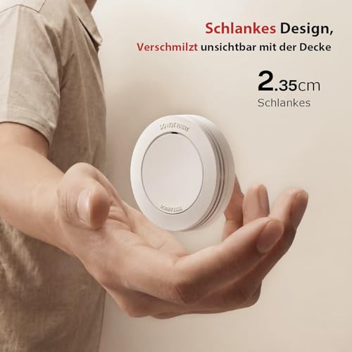 Safeliveo Smoke Detector, Fire Alarm with 10 Year Battery, 85 dB Alarm, No Flashing LED, with Mute Switch, Includes Adhesive Pads, EN 14604 Certified, Set of 5