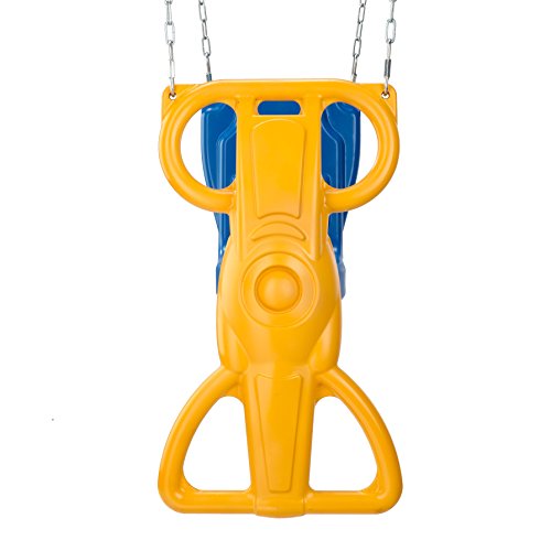 Swing-N-Slide WS 8340 Wind Rider Swing Single Child Glider Swing with Hangers, Blue and Yellow