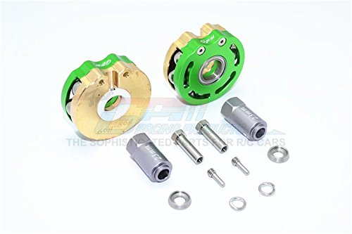 Traxxas TRX-4 Trail Defender Crawler Upgrade Parts Brass Pendulum Wheel Knuckle Axle Weight With Alloy Lid + 23mm Hex Adapter - 1Pr Set Green