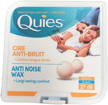 Quies Ear Plugs 8 Pairs Pack 2 NR 27dB Natural Wax Comfort