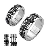 STR-0028 Stainless Steel Black IP Tribal with a Cross Ring; Comes With Free Gift Box