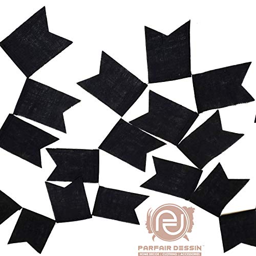 Parfair Dessin 40 Pcs Stiffened Swallowtail Flag Bunting Burlap Banner PreStringed No DIY Garland Decoration for Holidays Camping Halloween Christmas 40 Feet (Black, Flag 1) - Thumbnail 5