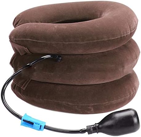 SEN Three Layers Cervical Traction Apparatus Inflatable Velvet Neck Support coffee