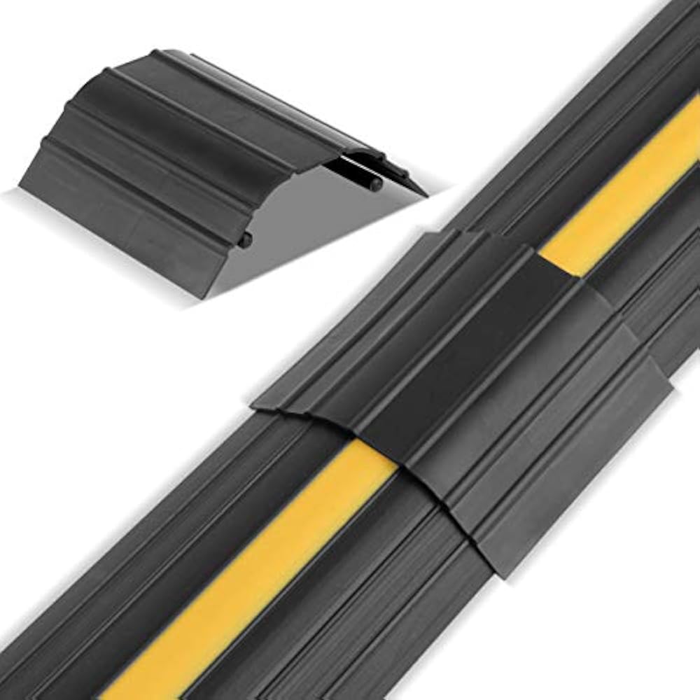 Floor Cord Protector, 6 Ft Cable Cover Flexible PVC Duct Concealer