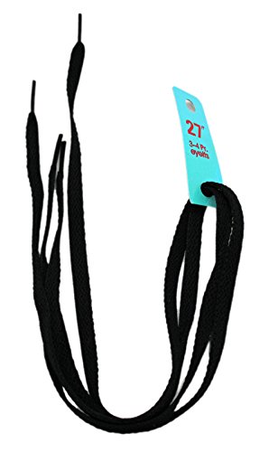 Black Colored Flat Lace 3~4 Pr. Eyelets Shoelaces (2pc, 27")