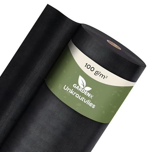 GARDENIX Gartenvlies gegen Unkraut - Unkrautvlies Wasserdurchlässig 100g/m² - Schwarz UV-beständig Folie 1.6 x 100m (160m²) Vlies Hochbeet, Unkrautschutzfolie,