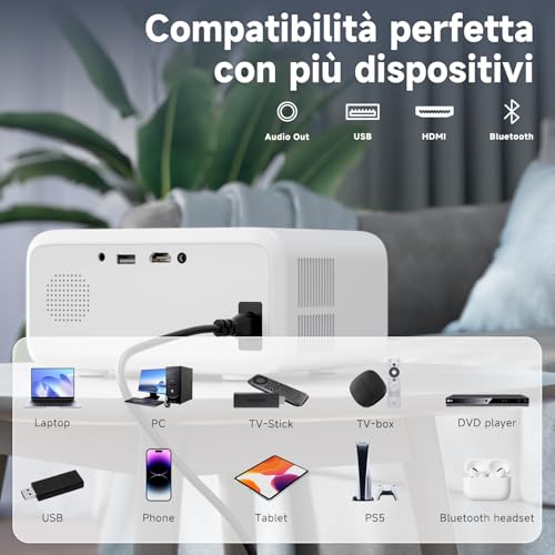 Mini Portable Projector 2025 Upgraded, Visulapex V3 PRO Projector 12000 Lumens Support FHD 1080P, 50% Zoom and Electric Focus, 5G WiFi Bluetooth Video Projectors for iOS/Android/TV Stick/HDMI/USB