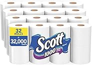 Scott 1000 Sheets Per Roll Toilet Paper, 32 Rolls (4 Packs of 8), Bath Tissue
